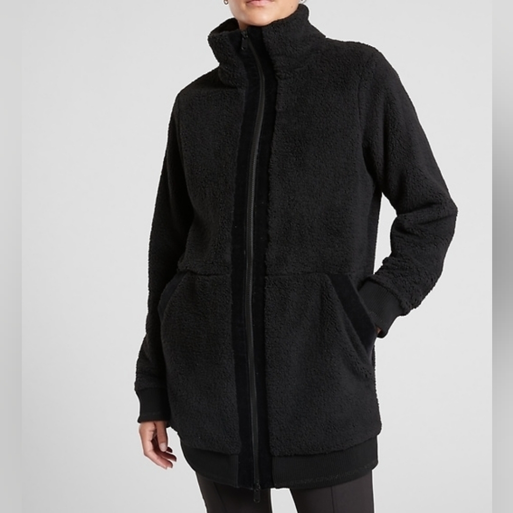NEW Athleta Tugga Coat, Longline Sherpa, Size Large Tall